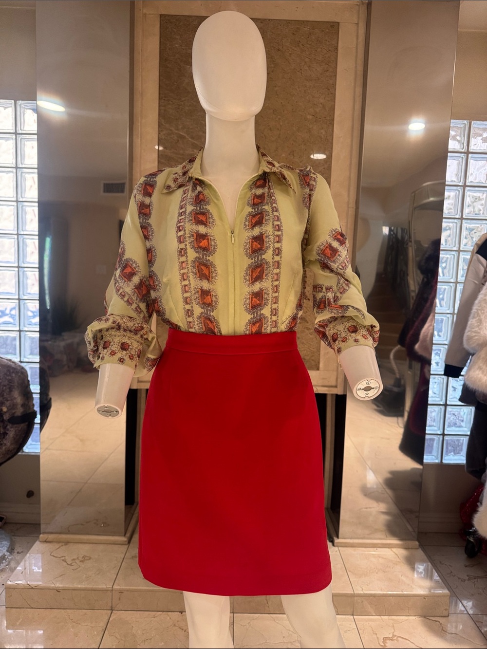 Dolce & Gabbana Vintage Red Wool Pencil Skirt Made in Italy